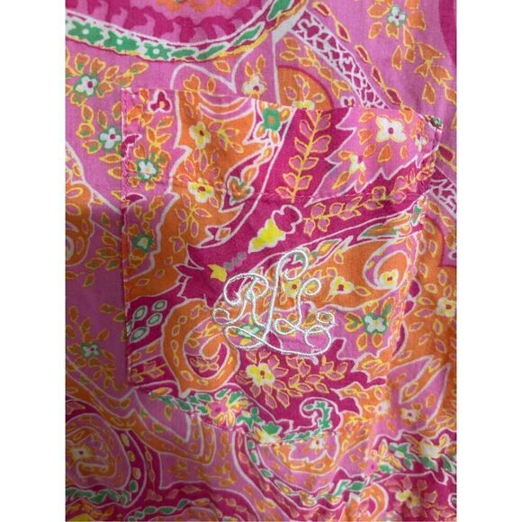 Lauren Ralph Lauren Monogramed Pink Paisley Button Shirt Small (S) - Picture 5 of 5
